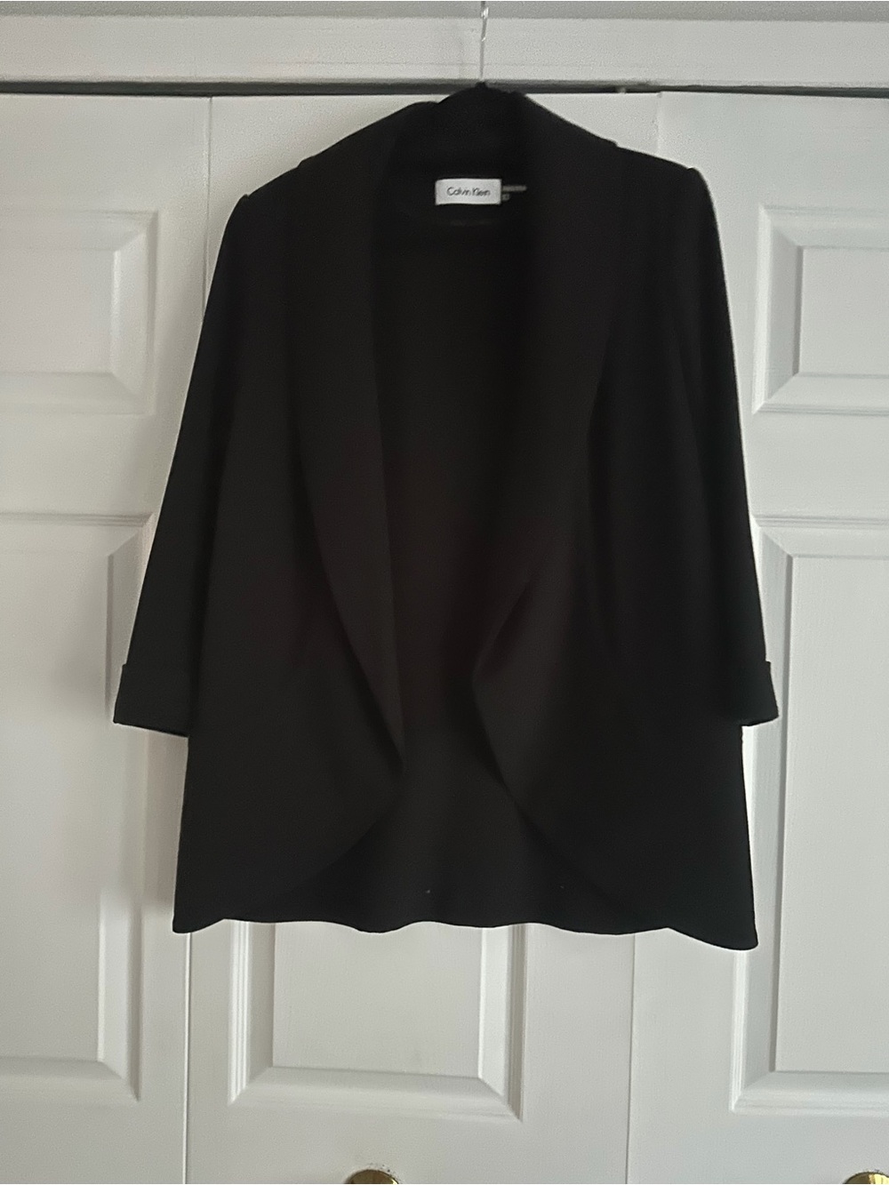 Calvin Klein Black Draped Open-Front Women's Blazer